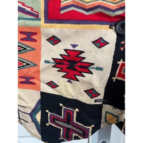 Vintage Handmade Southwest Aztec Print Vest Rodeo Cowgirl Bohemian XL / 1X - Picture 4 of 9